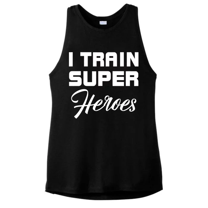 I Train Super Heroes Ladies Tri-Blend Wicking Tank