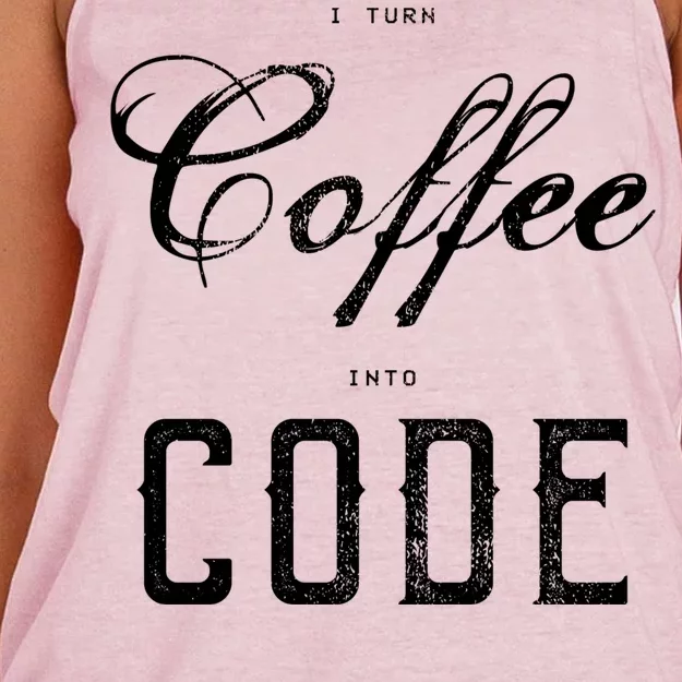 I Turn Coffee Into Code Women's Knotted Racerback Tank