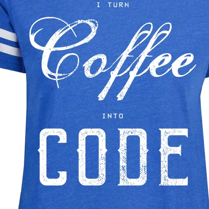 I Turn Coffee Into Code Enza Ladies Jersey Football T-Shirt