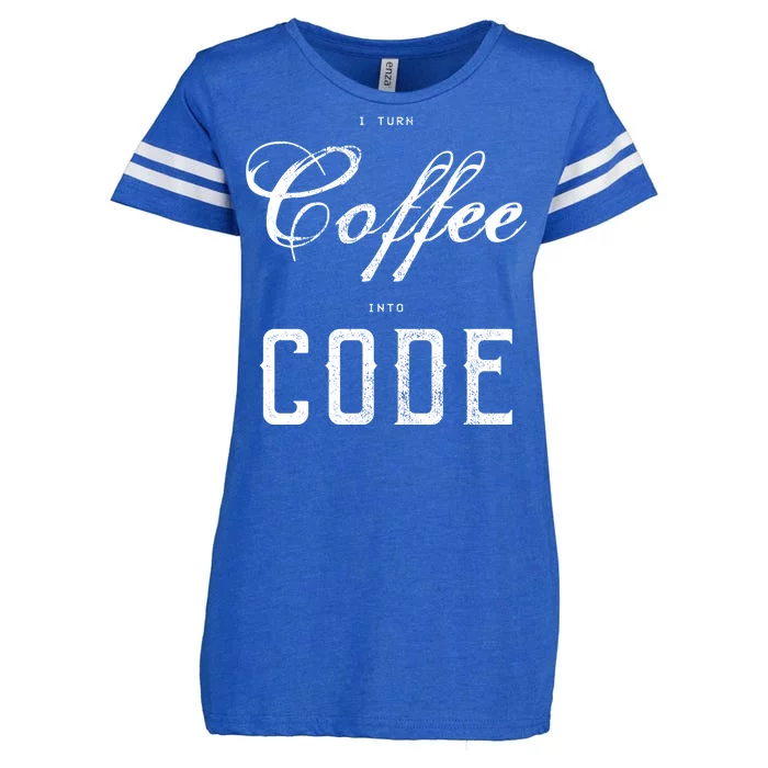 I Turn Coffee Into Code Enza Ladies Jersey Football T-Shirt