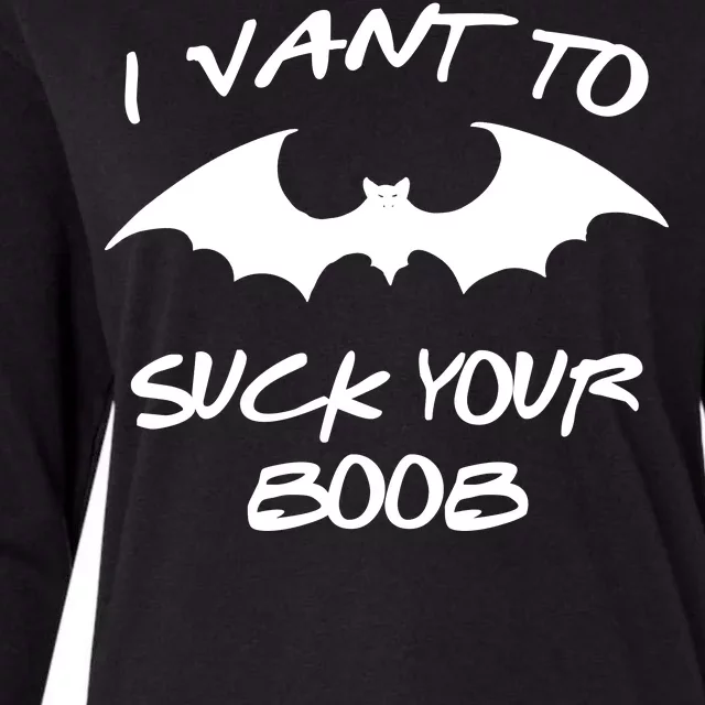 I Vant To Suck Your Boobs Vampire Bat Halloween Womens Cotton Relaxed Long Sleeve T-Shirt