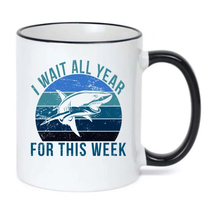 I Wait All Year For This Week Shark Black Color Changing Mug