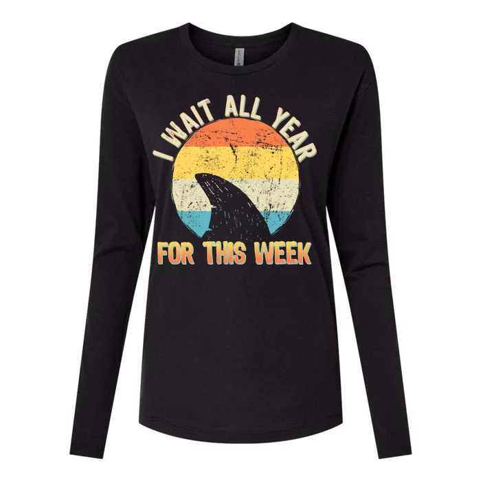 I Wait All Year For This Week Vintage Shark Womens Cotton Relaxed Long Sleeve T-Shirt