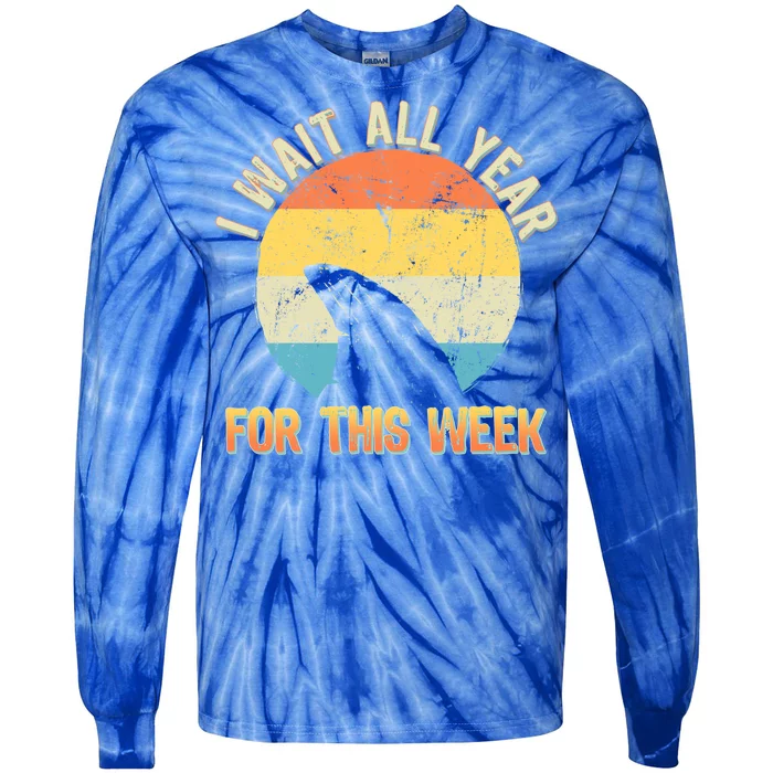 I Wait All Year For This Week Vintage Shark Tie-Dye Long Sleeve Shirt