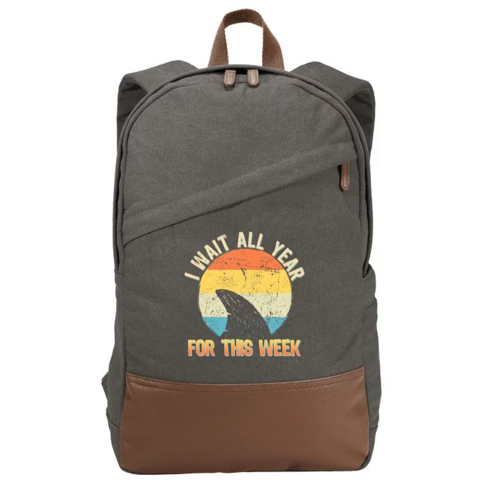 I Wait All Year For This Week Vintage Shark Cotton Canvas Backpack