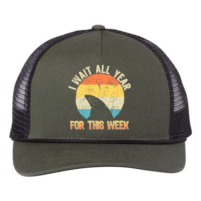 I Wait All Year For This Week Vintage Shark Retro Rope Trucker Hat Cap