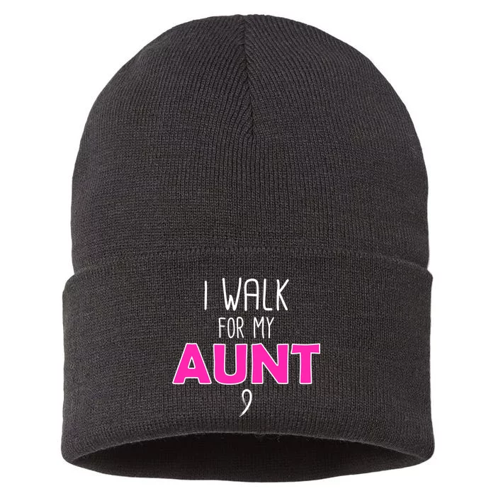 I Walk For My Aunt Breast Cancer Sustainable Knit Beanie