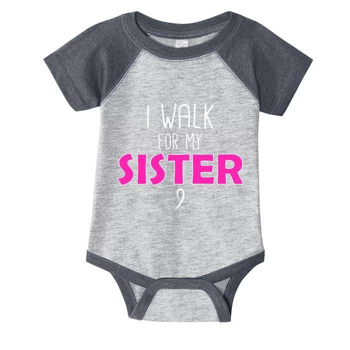 I Walk For My Sister Breast Cancer Infant Baby Jersey Bodysuit