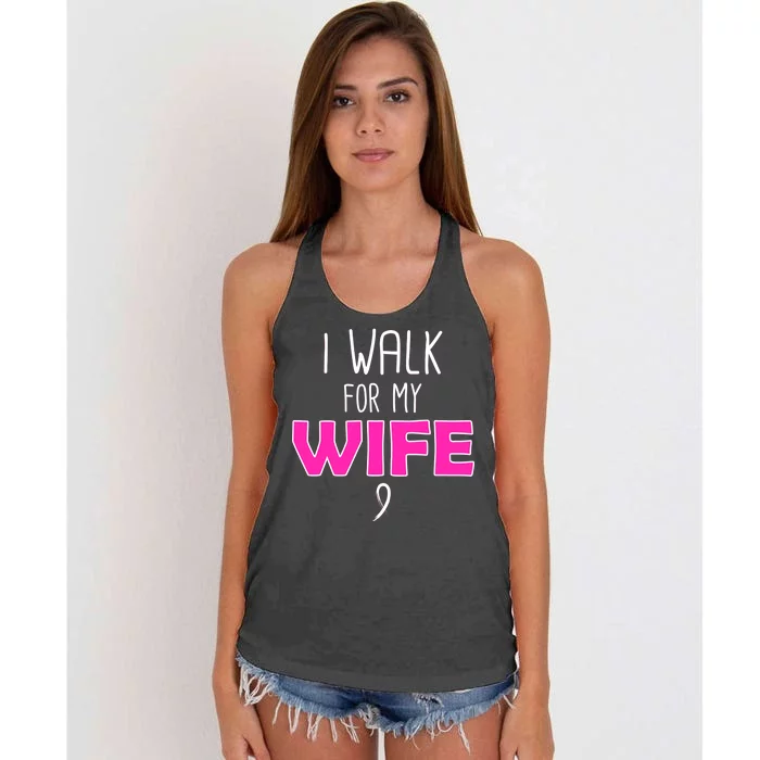 I Walk For My Wife Breast Cancer Women's Knotted Racerback Tank