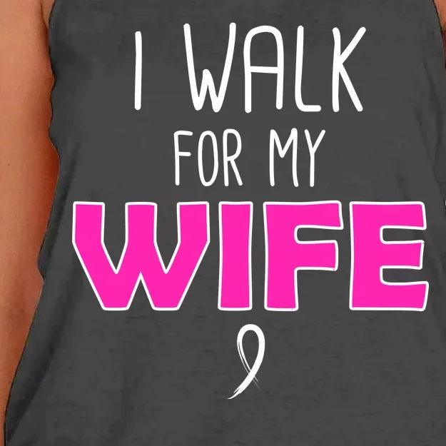 I Walk For My Wife Breast Cancer Women's Knotted Racerback Tank