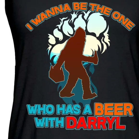 I Wanna Be the One Who Has a Beer With Darryl Funny Bigfoot Ladies Essential Flowy Tank