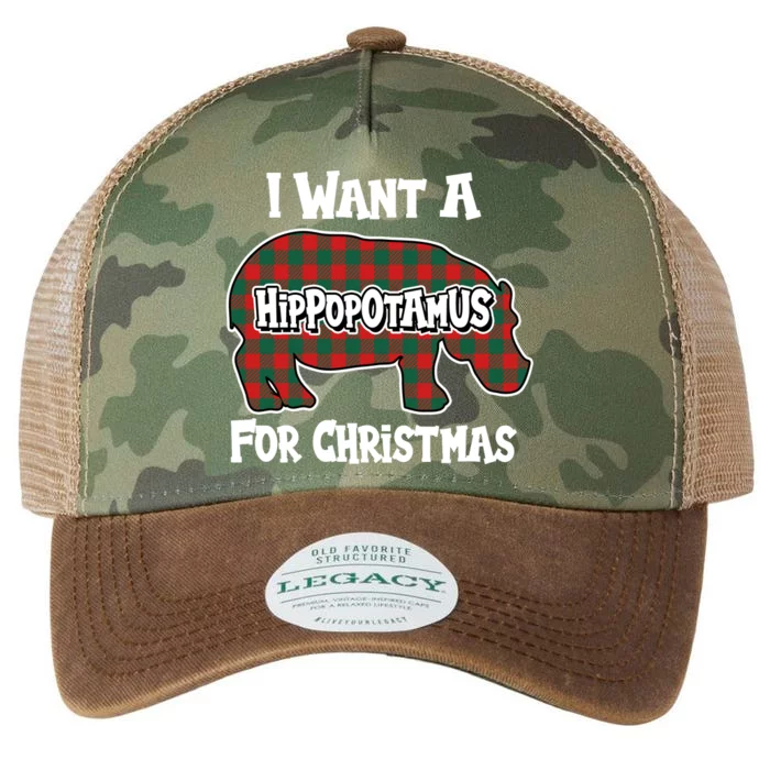 I Want A Hippopotamus For Christmas Buffalo Plaid Hippo Legacy Tie Dye Trucker Hat