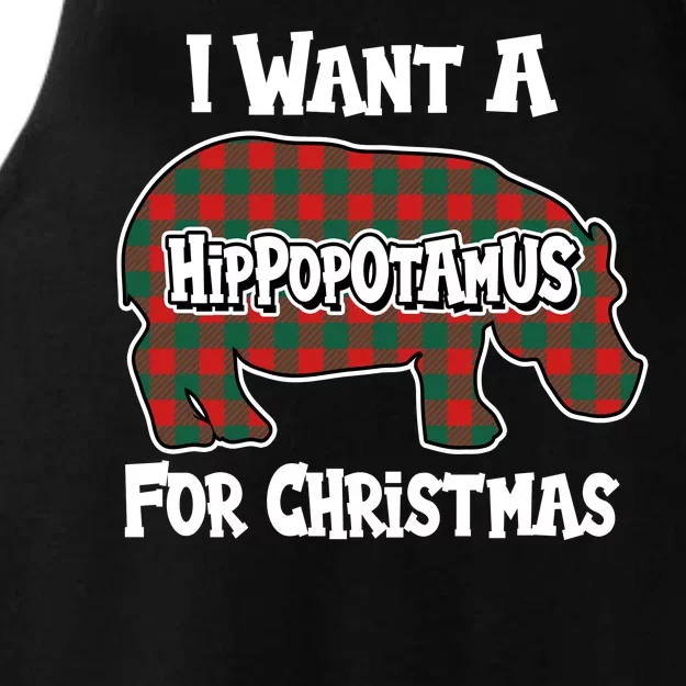 I Want A Hippopotamus For Christmas Buffalo Plaid Hippo Ladies Tri-Blend Wicking Tank