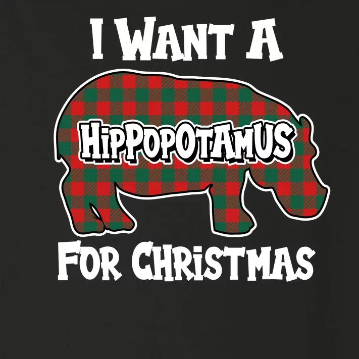 I Want A Hippopotamus For Christmas Buffalo Plaid Hippo Toddler Long Sleeve Shirt