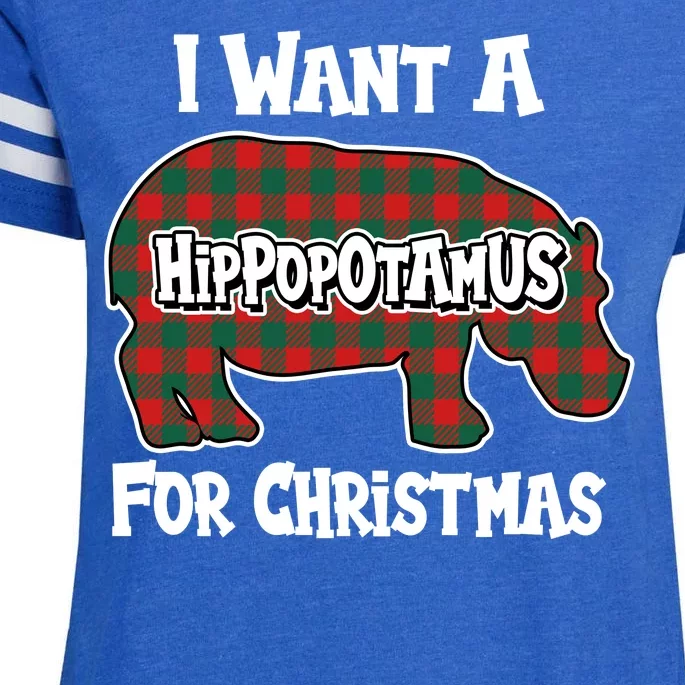 I Want A Hippopotamus For Christmas Buffalo Plaid Hippo Enza Ladies Jersey Football T-Shirt