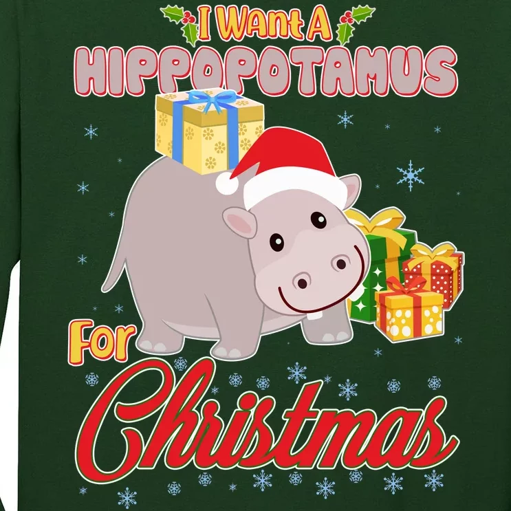 I Want A Hippopotamus for Christmas Classic Song Tall Long Sleeve T-Shirt