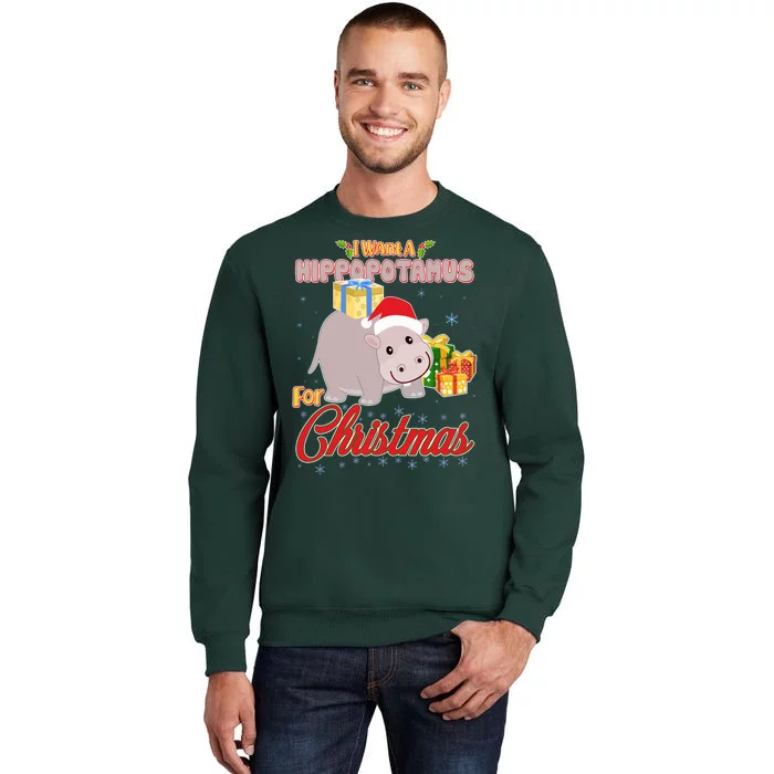 I Want A Hippopotamus for Christmas Classic Song Tall Sweatshirt