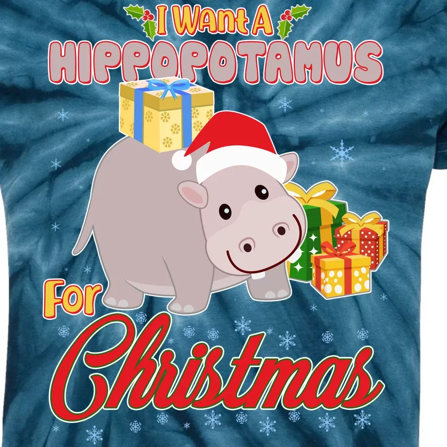 I Want A Hippopotamus for Christmas Classic Song Kids Tie-Dye T-Shirt