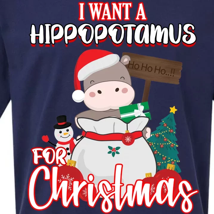 I Want A Hippopotamus For Christmas Ho Ho Ho Sueded Cloud Jersey T-Shirt