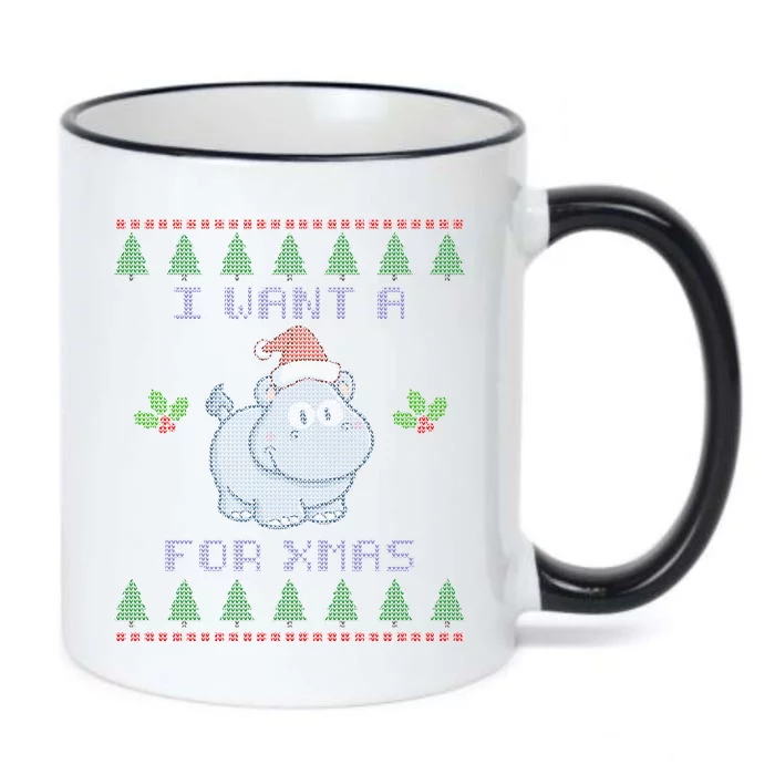 I Want A Hippopotamus For Christmas Ugly Black Color Changing Mug