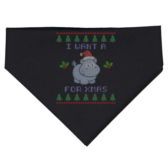 I Want A Hippopotamus For Christmas Ugly USA-Made Doggie Bandana