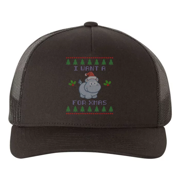 I Want A Hippopotamus For Christmas Ugly Yupoong Adult 5-Panel Trucker Hat