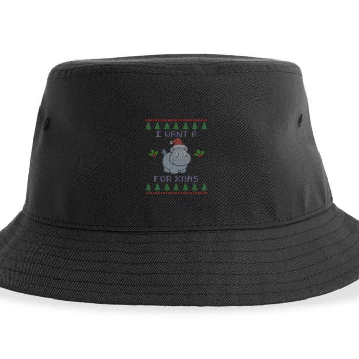 I Want A Hippopotamus For Christmas Ugly Sustainable Bucket Hat