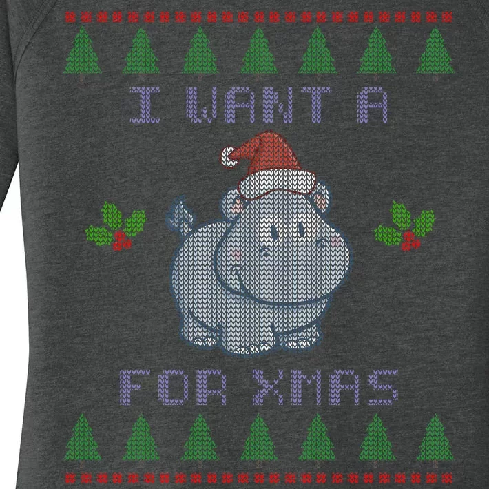 I Want A Hippopotamus For Christmas Ugly Women's Perfect Tri Tunic Long Sleeve Shirt