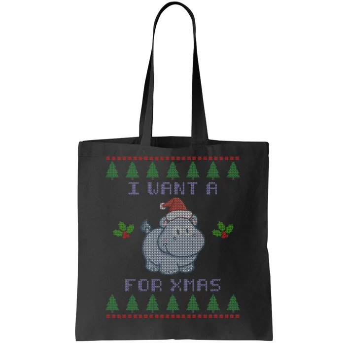 I Want A Hippopotamus For Christmas Ugly Tote Bag