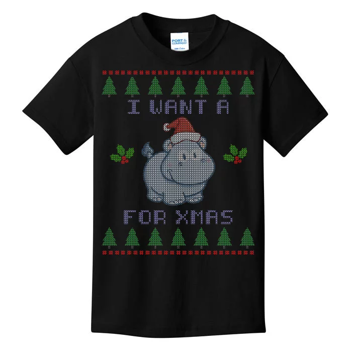 I Want A Hippopotamus For Christmas Ugly Kids T-Shirt