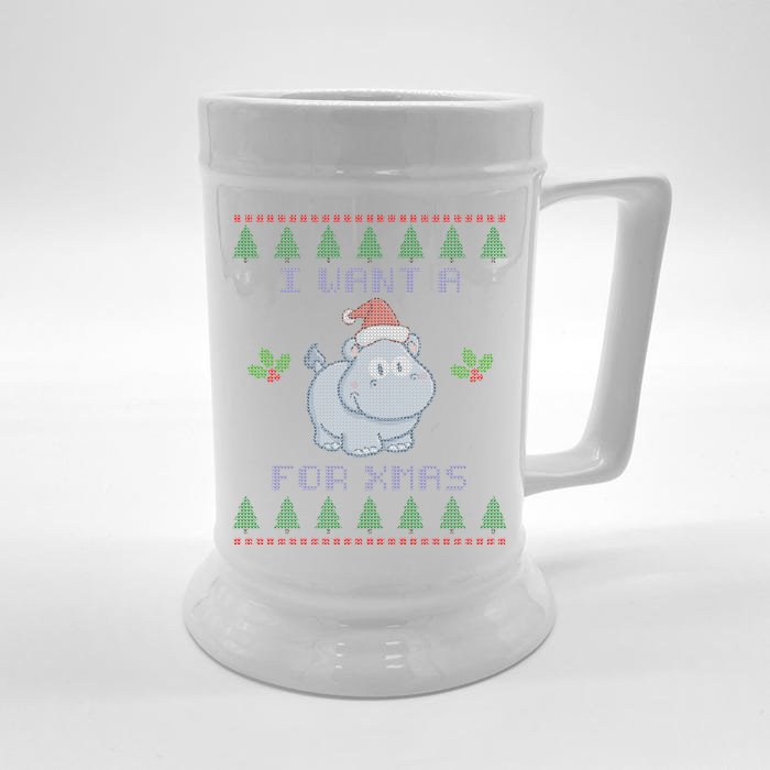 I Want A Hippopotamus For Christmas Ugly Front & Back Beer Stein