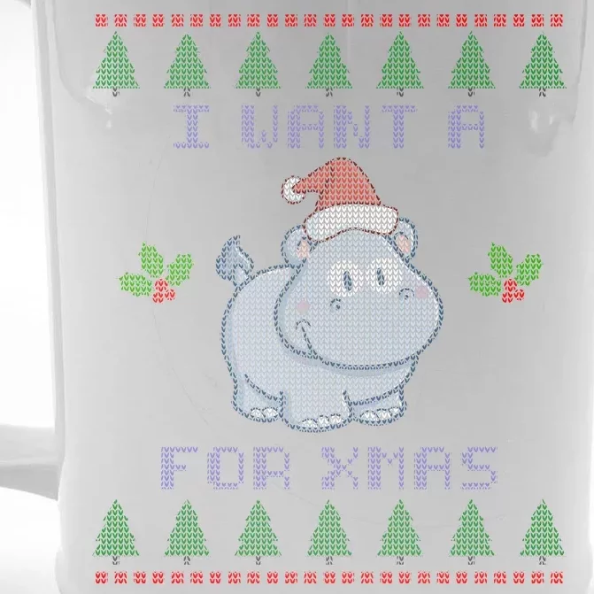 I Want A Hippopotamus For Christmas Ugly Front & Back Beer Stein