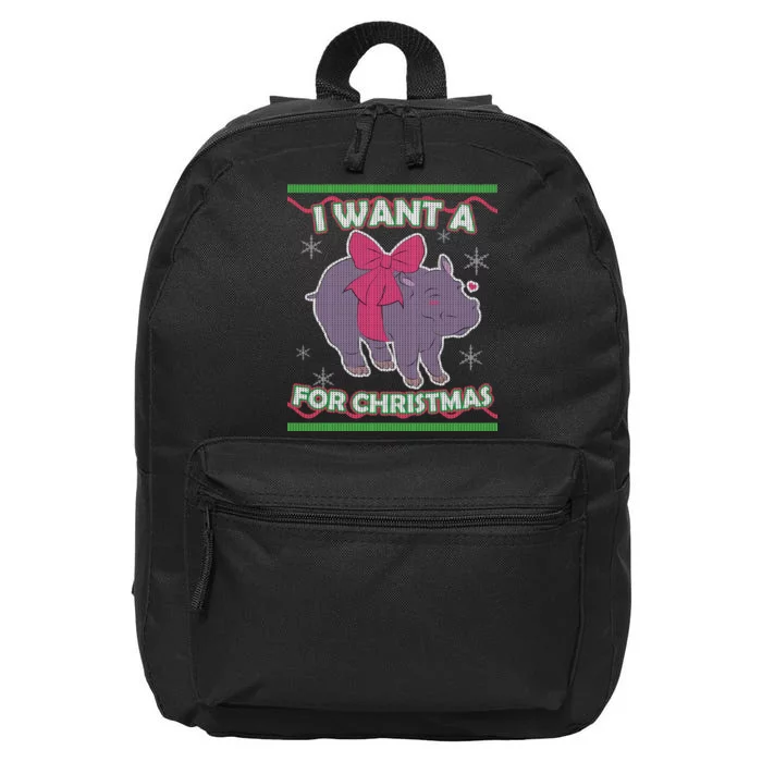 I Want A Hippopotamus Ugly Christmas Sweater 16 in Basic Backpack