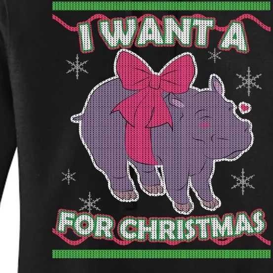 I Want A Hippopotamus Ugly Christmas Sweater Women's Pullover Hoodie