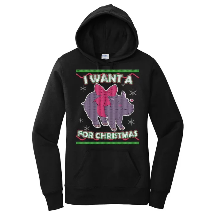 I Want A Hippopotamus Ugly Christmas Sweater Women's Pullover Hoodie