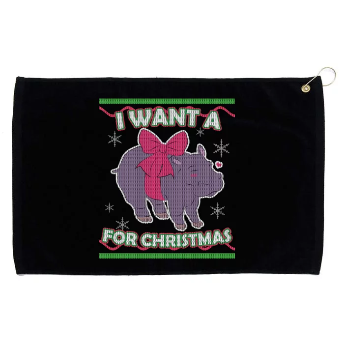 I Want A Hippopotamus Ugly Christmas Sweater Grommeted Golf Towel