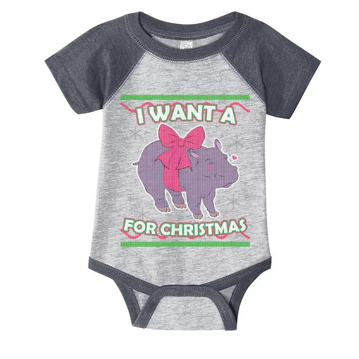 I Want A Hippopotamus Ugly Christmas Sweater Infant Baby Jersey Bodysuit