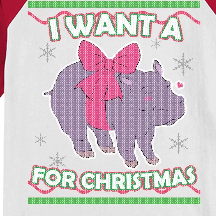 I Want A Hippopotamus Ugly Christmas Sweater Kids Colorblock Raglan Jersey