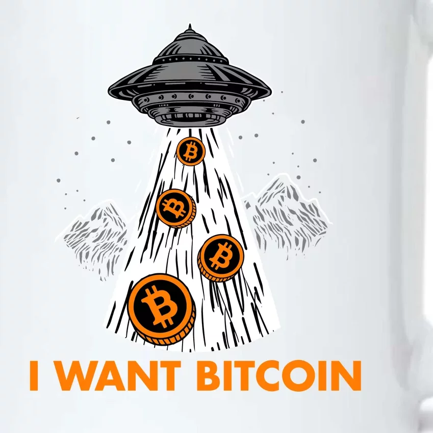 I Want Bitcoin BTC Crypto Currency UFO Black Color Changing Mug