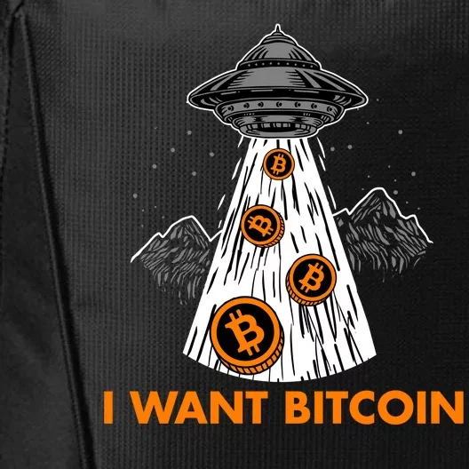 I Want Bitcoin BTC Crypto Currency UFO City Backpack