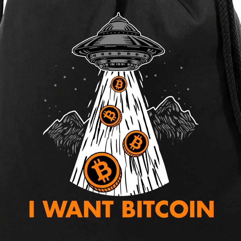 I Want Bitcoin BTC Crypto Currency UFO Drawstring Bag