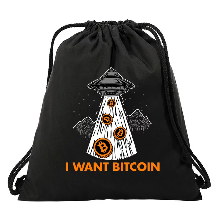 I Want Bitcoin BTC Crypto Currency UFO Drawstring Bag