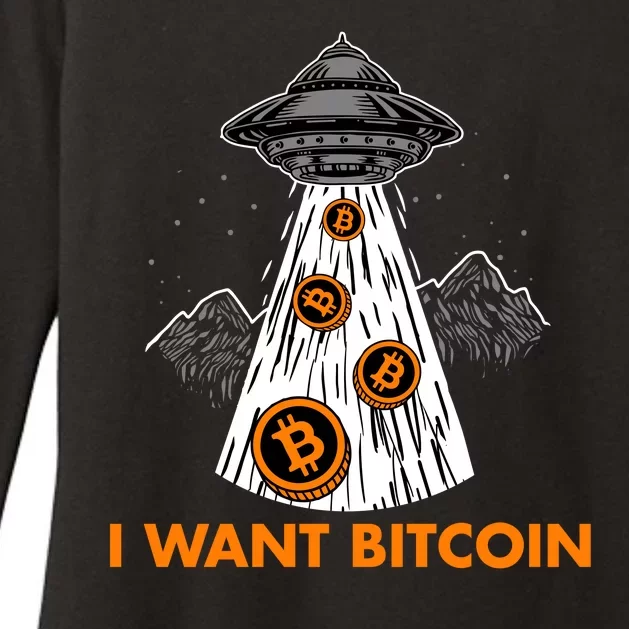 I Want Bitcoin BTC Crypto Currency UFO Womens CVC Long Sleeve Shirt