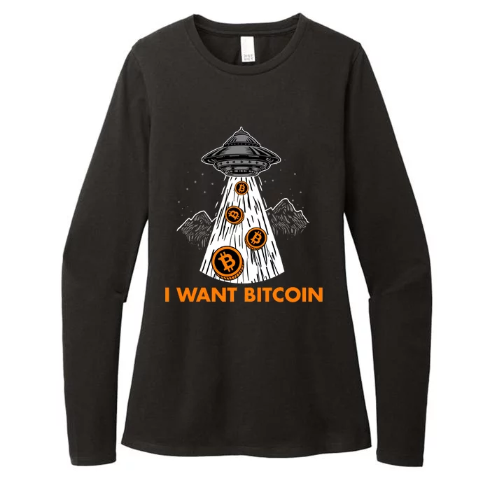 I Want Bitcoin BTC Crypto Currency UFO Womens CVC Long Sleeve Shirt