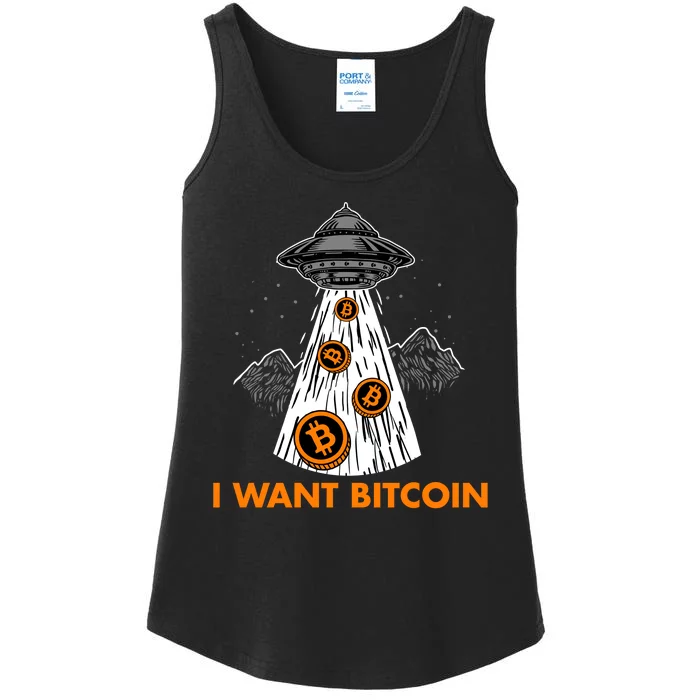 I Want Bitcoin BTC Crypto Currency UFO Ladies Essential Tank