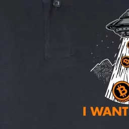 I Want Bitcoin BTC Crypto Currency UFO Softstyle Adult Sport Polo