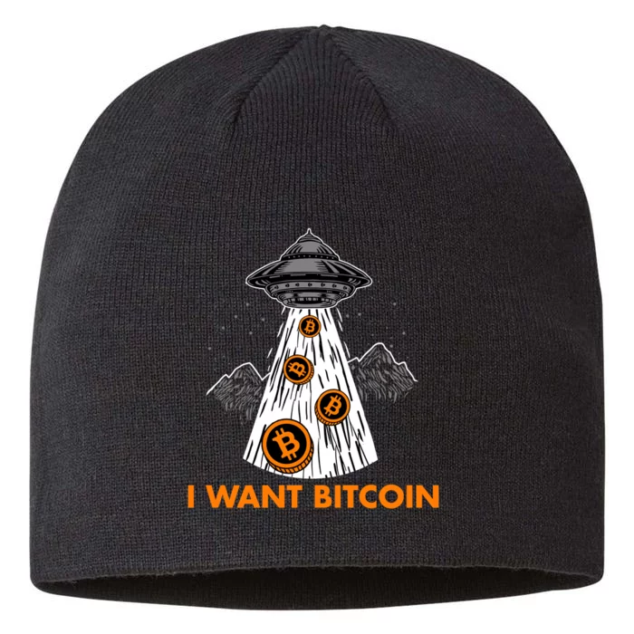 I Want Bitcoin BTC Crypto Currency UFO 8 1/2in Sustainable Knit Beanie