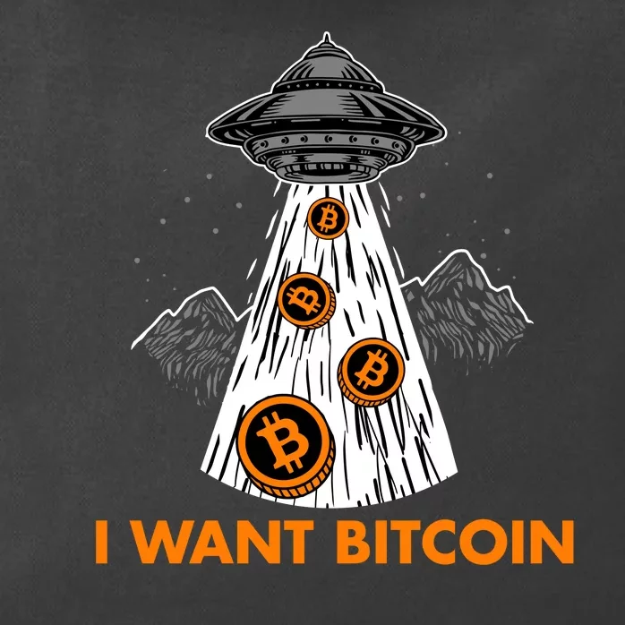 I Want Bitcoin BTC Crypto Currency UFO Zip Tote Bag