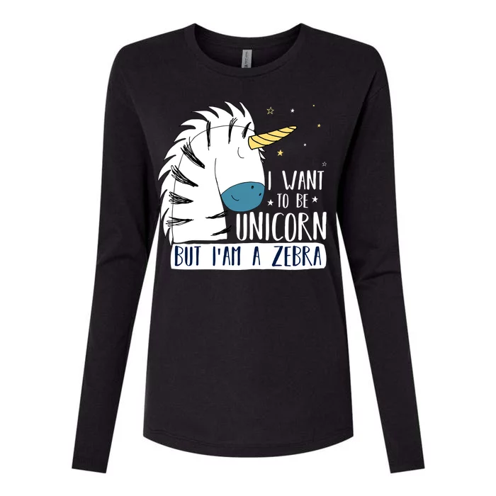 I Want To Be A Unicorn But I'm A Zebra Funny Womens Cotton Relaxed Long Sleeve T-Shirt