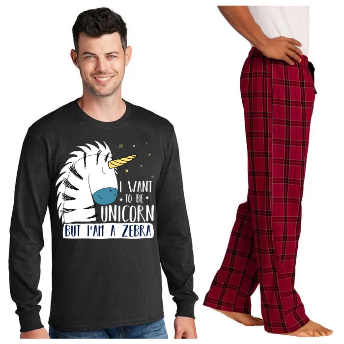 I Want To Be A Unicorn But I'm A Zebra Funny Long Sleeve Pajama Set